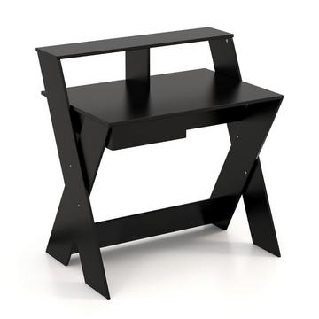 Scrivania per computer a forma di X con cassetto e alzata per monitor