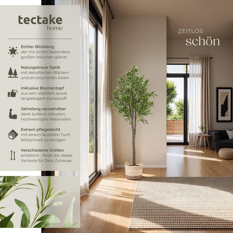 Tectake Künstlicher Olivenbaum Oleand verschiedene Größen detailliert und naturgetreu  
