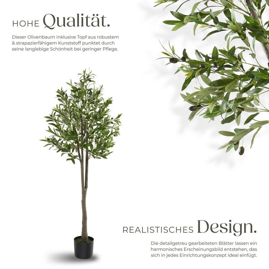 Tectake Künstlicher Olivenbaum Oleand verschiedene Größen detailliert und naturgetreu  