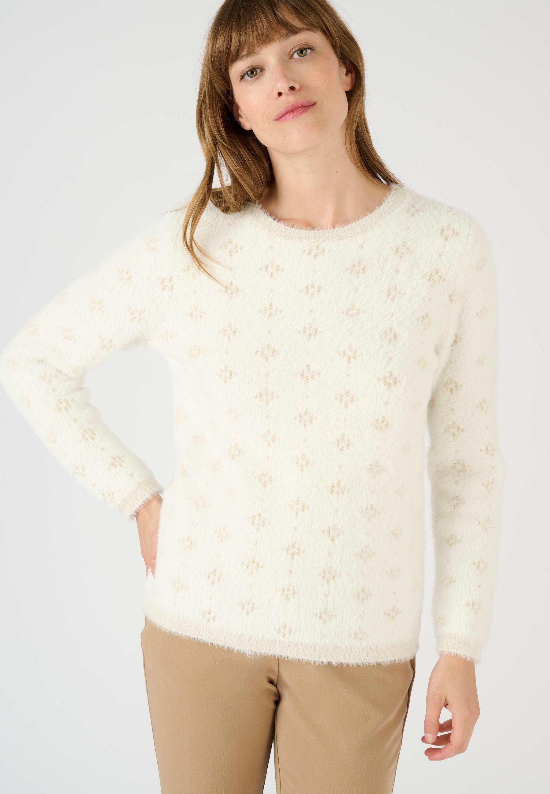 Image of Jacquard-pullover Aus Flauschiger Maschenware Damen Weiss 42/44