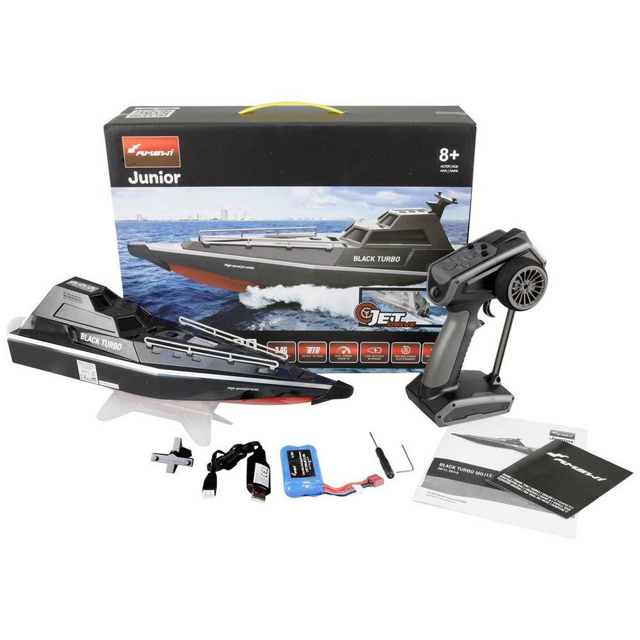 Amewi  Black Turbo Speedboot mit Jetantrieb 420mm RTR 28 km/h 