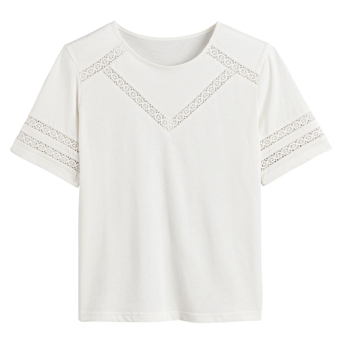 La Redoute Collections  T-Shirt mit rundem Ausschnitt & Guipure-Spitze 