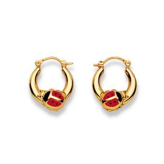 MUAU Schmuck  Creolen Glückskäfer Gelbgold 750, 18x15mm 