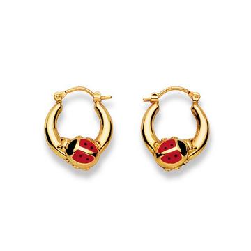 Creolen Glückskäfer Gelbgold 750, 18x15mm