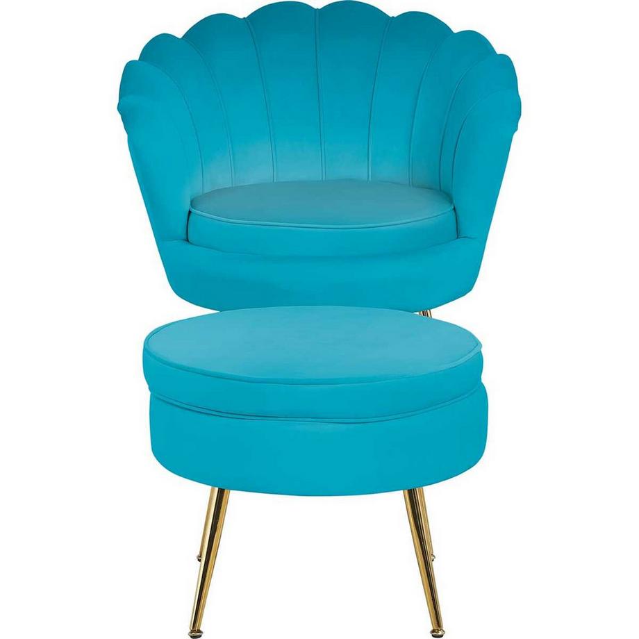 mutoni Pouf en velours bleu clair  