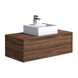 Vente-unique Mobile per bagno sospeso con lavabo singolo quadrato 94 cm Naturale scuro - TEANA II  