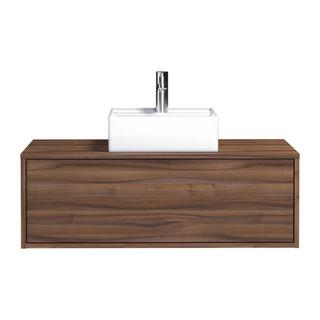 Vente-unique Mobile per bagno sospeso con lavabo singolo quadrato 94 cm Naturale scuro - TEANA II  