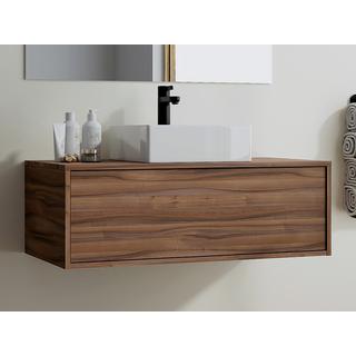 Vente-unique Mobile per bagno sospeso con lavabo singolo quadrato 94 cm Naturale scuro - TEANA II  