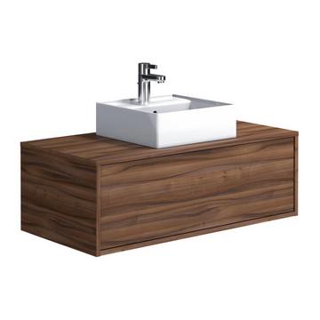 Mobile per bagno sospeso con lavabo singolo quadrato 94 cm Naturale scuro - TEANA II
