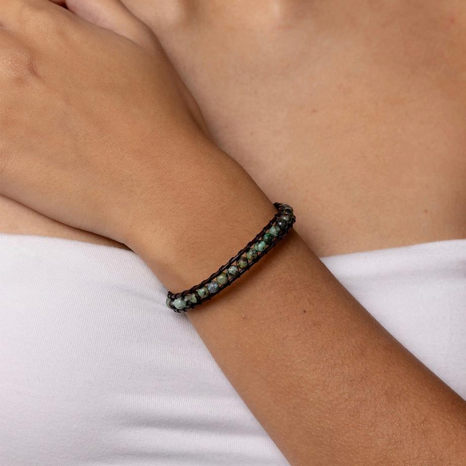 Balibay  Darina  Lederarmband mit 4mm Kambaba Jaspis 