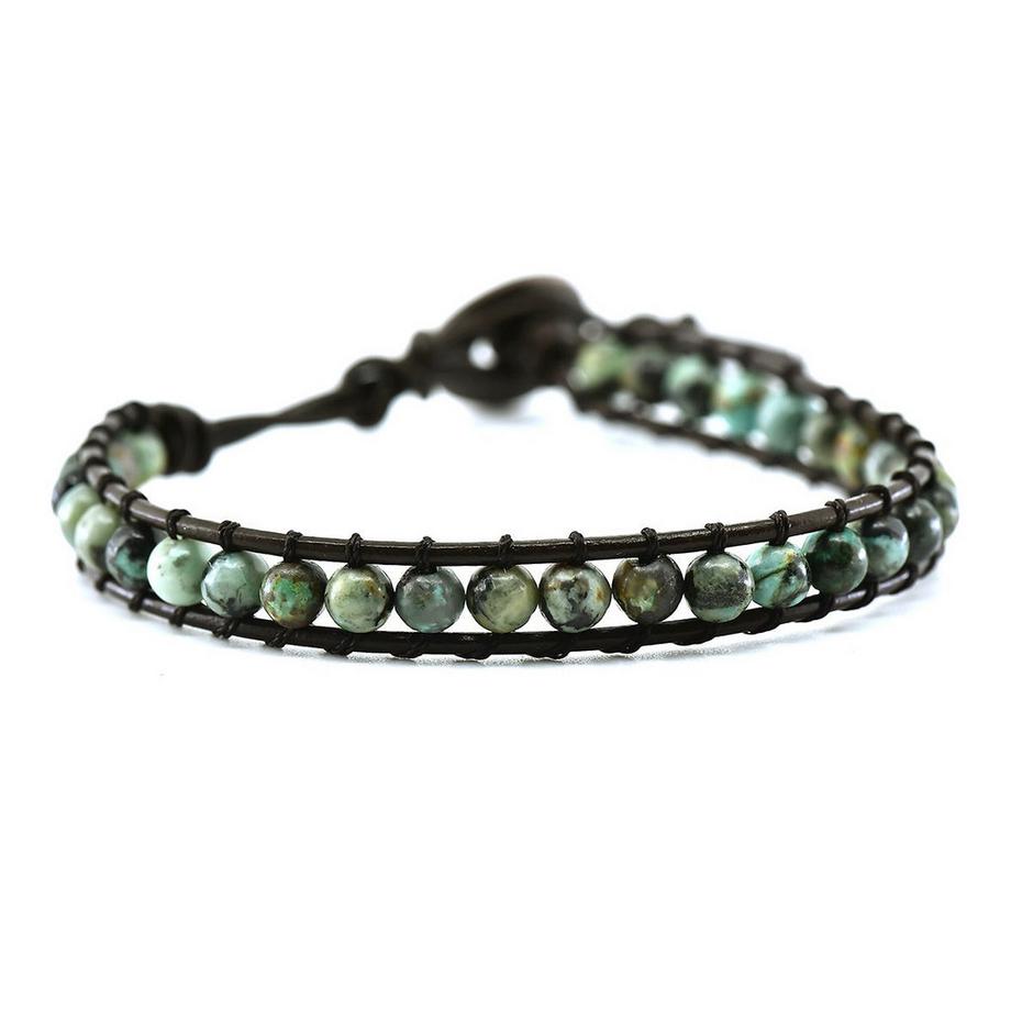 Darina  Lederarmband mit 4mm Kambaba Jaspis