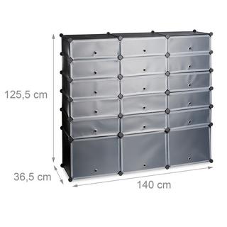Northix Schuhschrank aus Kunststoff mit 18 Fächern  