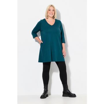 Longshirt, Ziernähte, A-Linie, V-Ausschnitt, 3/4-Arm