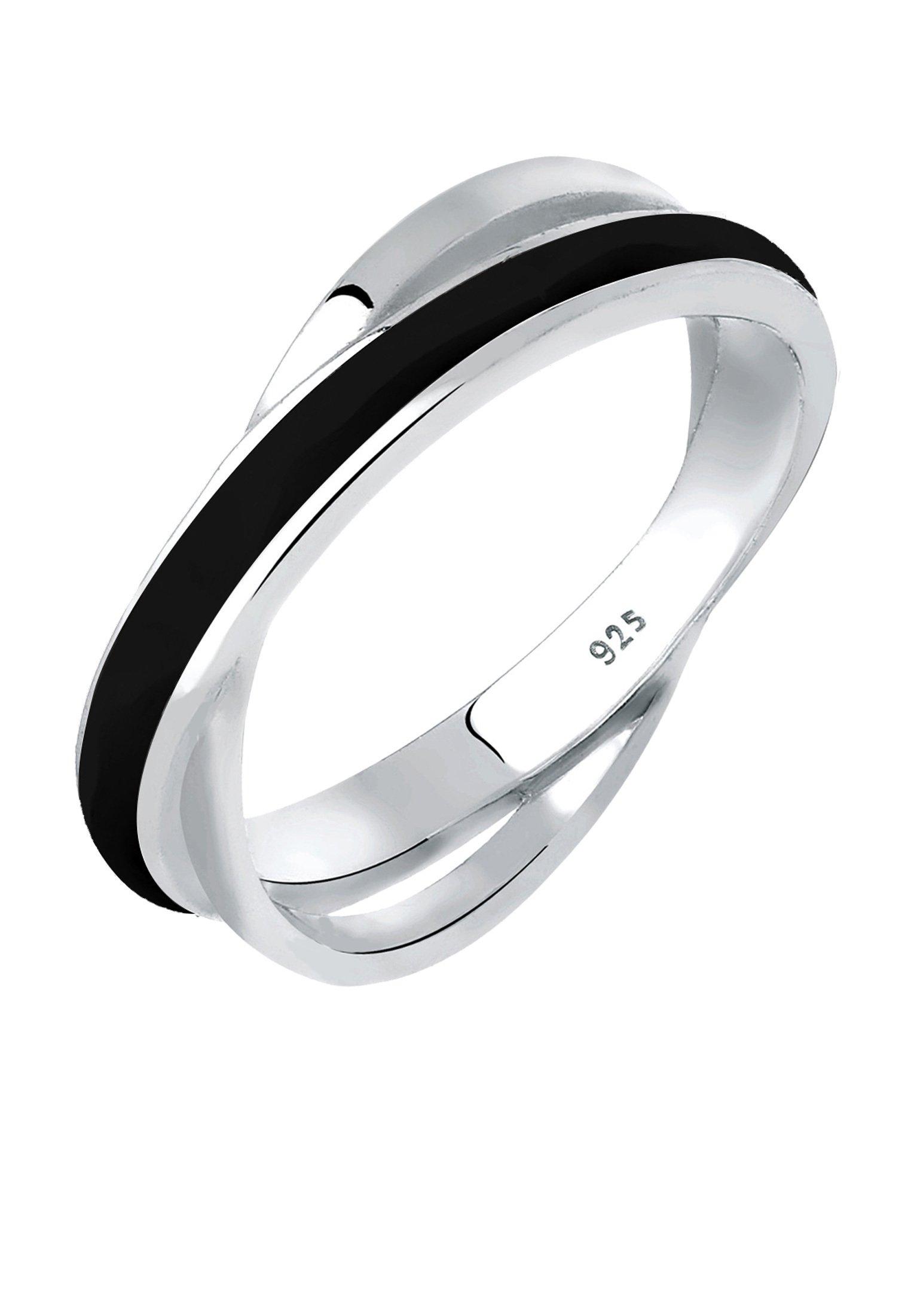 Image of Ring Wickelring Emaille Klassisch Damen Schwarz 62mm