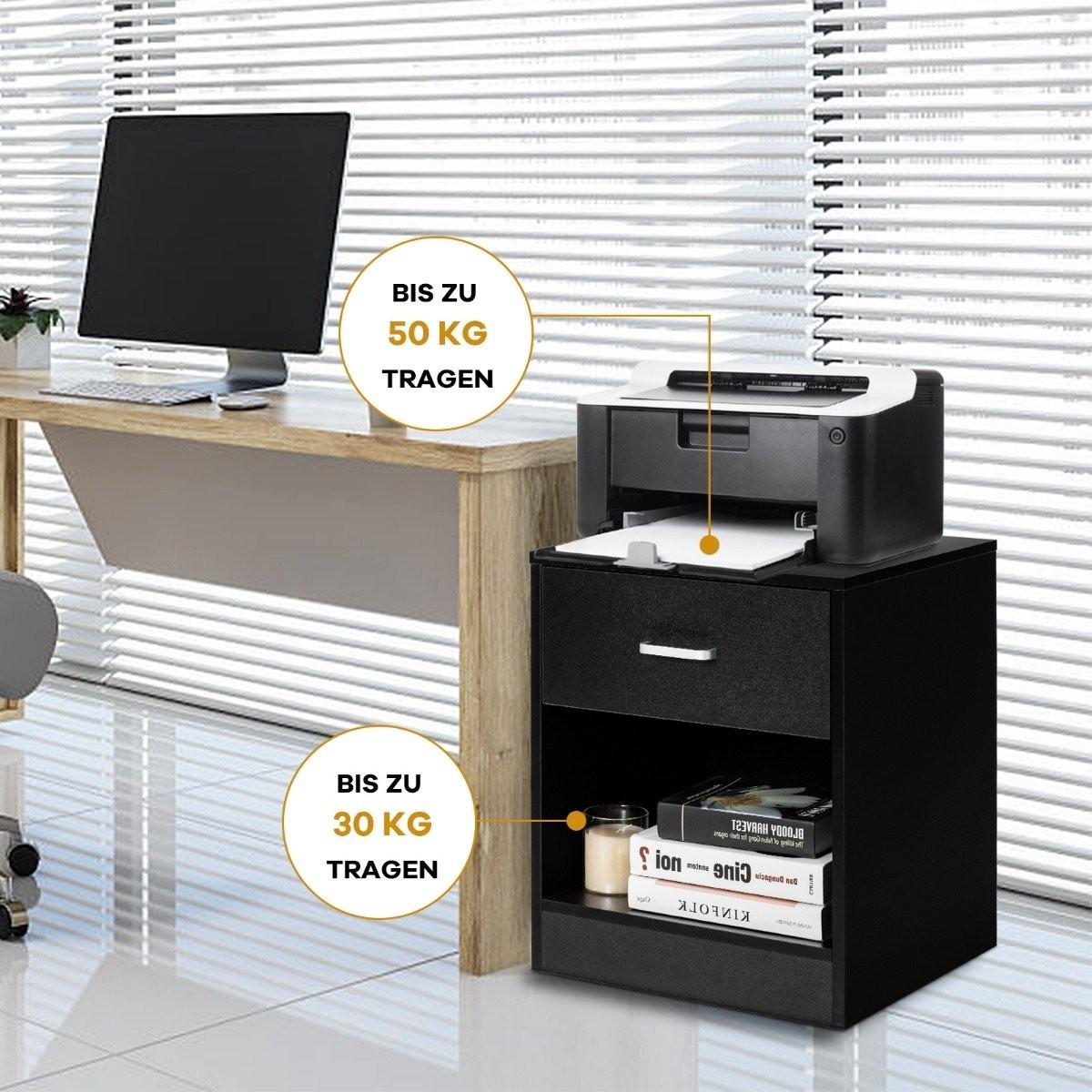 Northix Nachttisch 45 x 42,5 x 55 cm Beistelltisch mit Schublade und offenem Fach Sofatisch modern Schwarz  