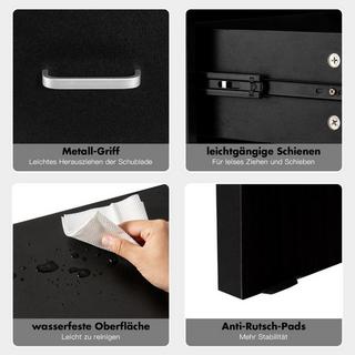 Northix Nachttisch 45 x 42,5 x 55 cm Beistelltisch mit Schublade und offenem Fach Sofatisch modern Schwarz  