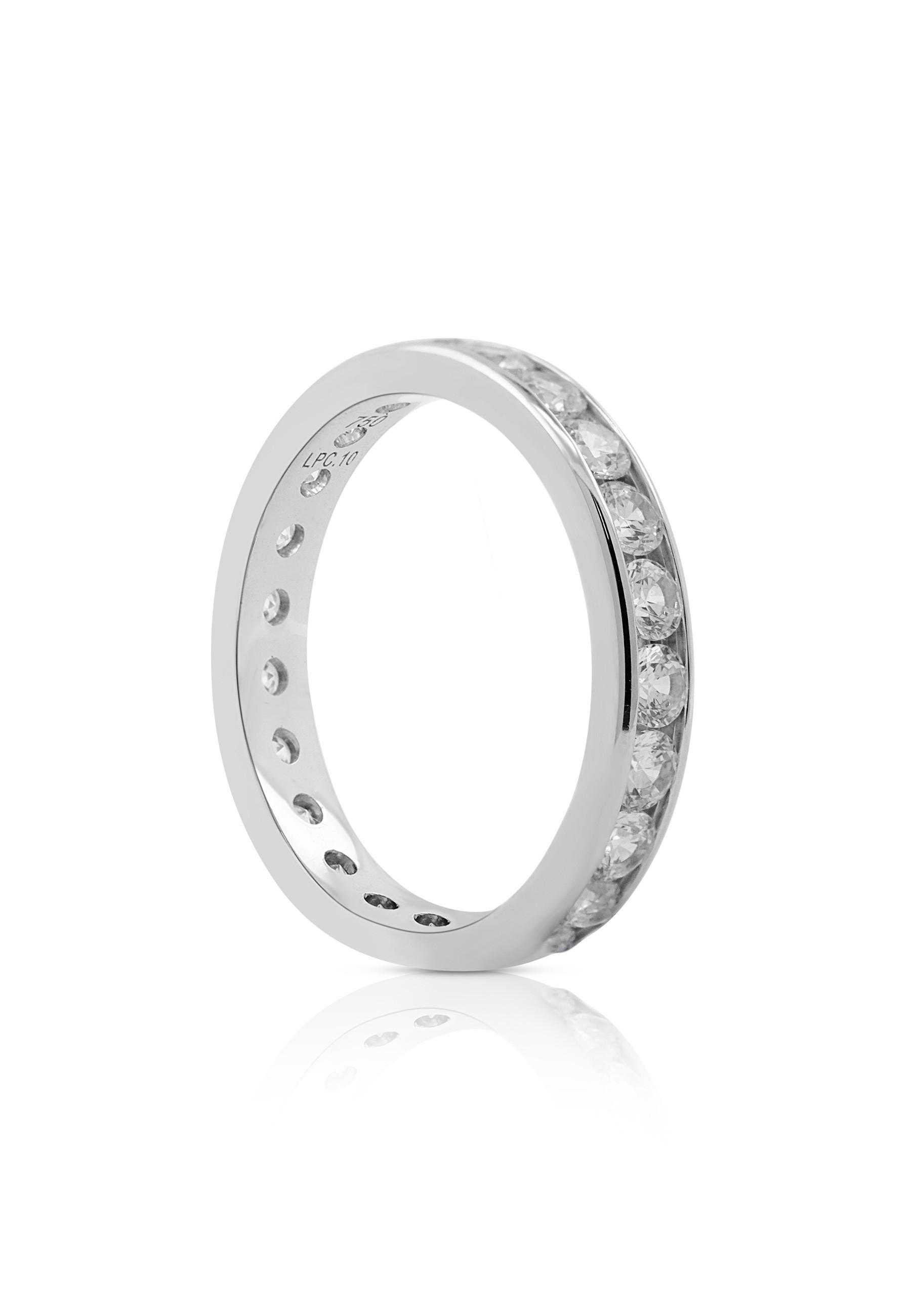 MUAU Schmuck  Bague-mémoire or blanc 750 Zircone 