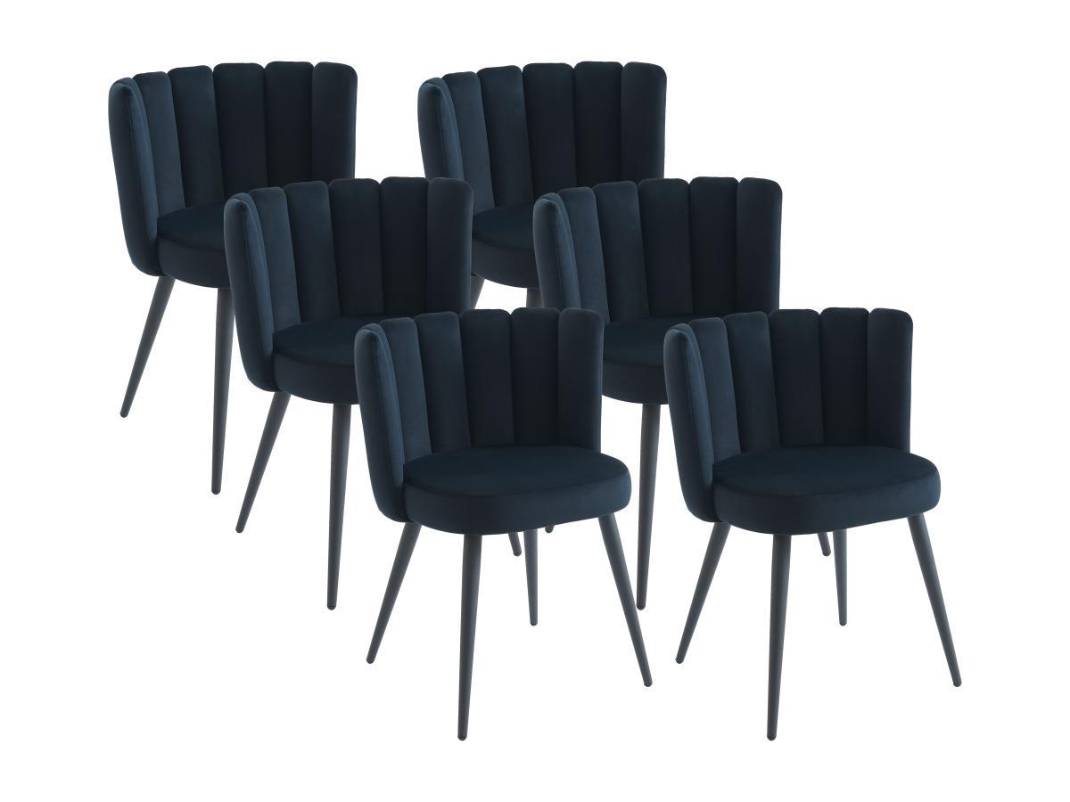 PASCAL MORABITO Lot de 6 chaises en velours et métal - Noir - PRANILA de Pascal MORABITO  