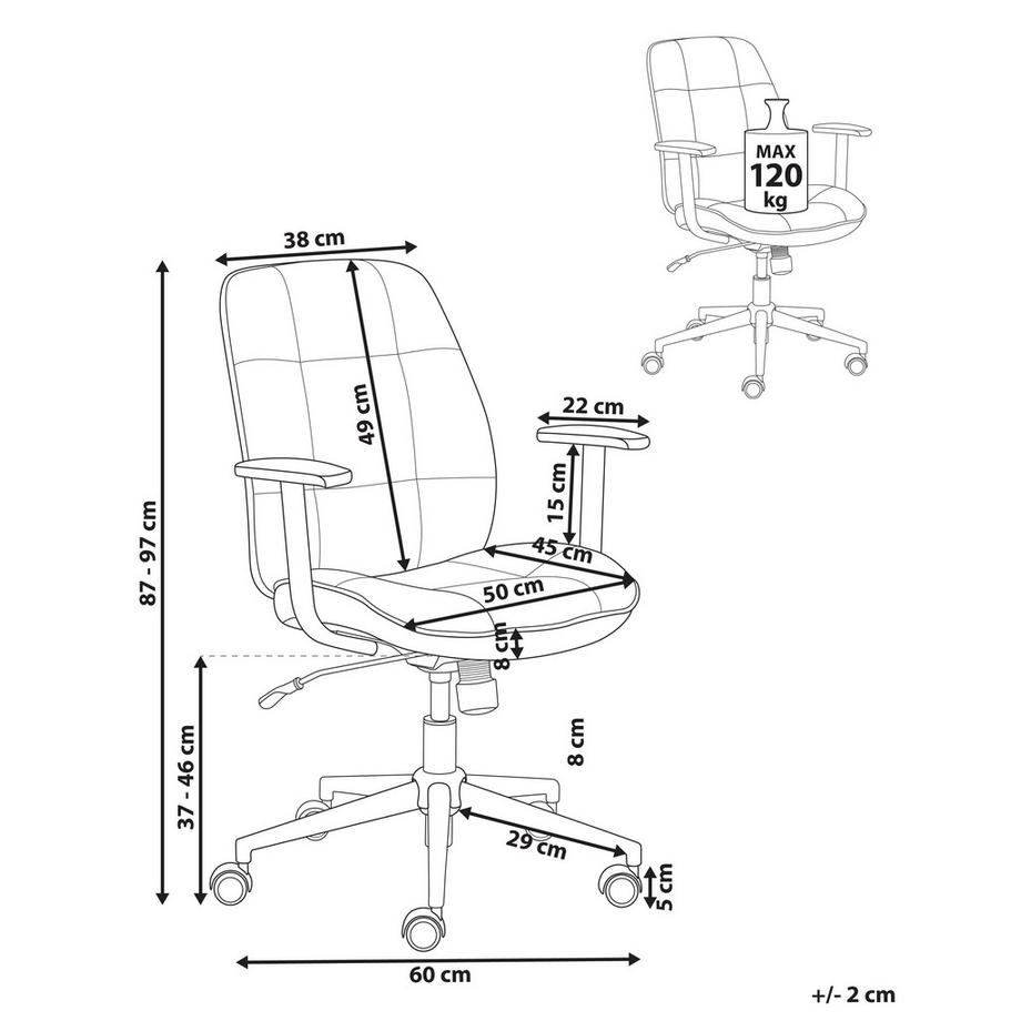 Beliani Chaise de bureau en Tissu Traditionnel CARLTON  