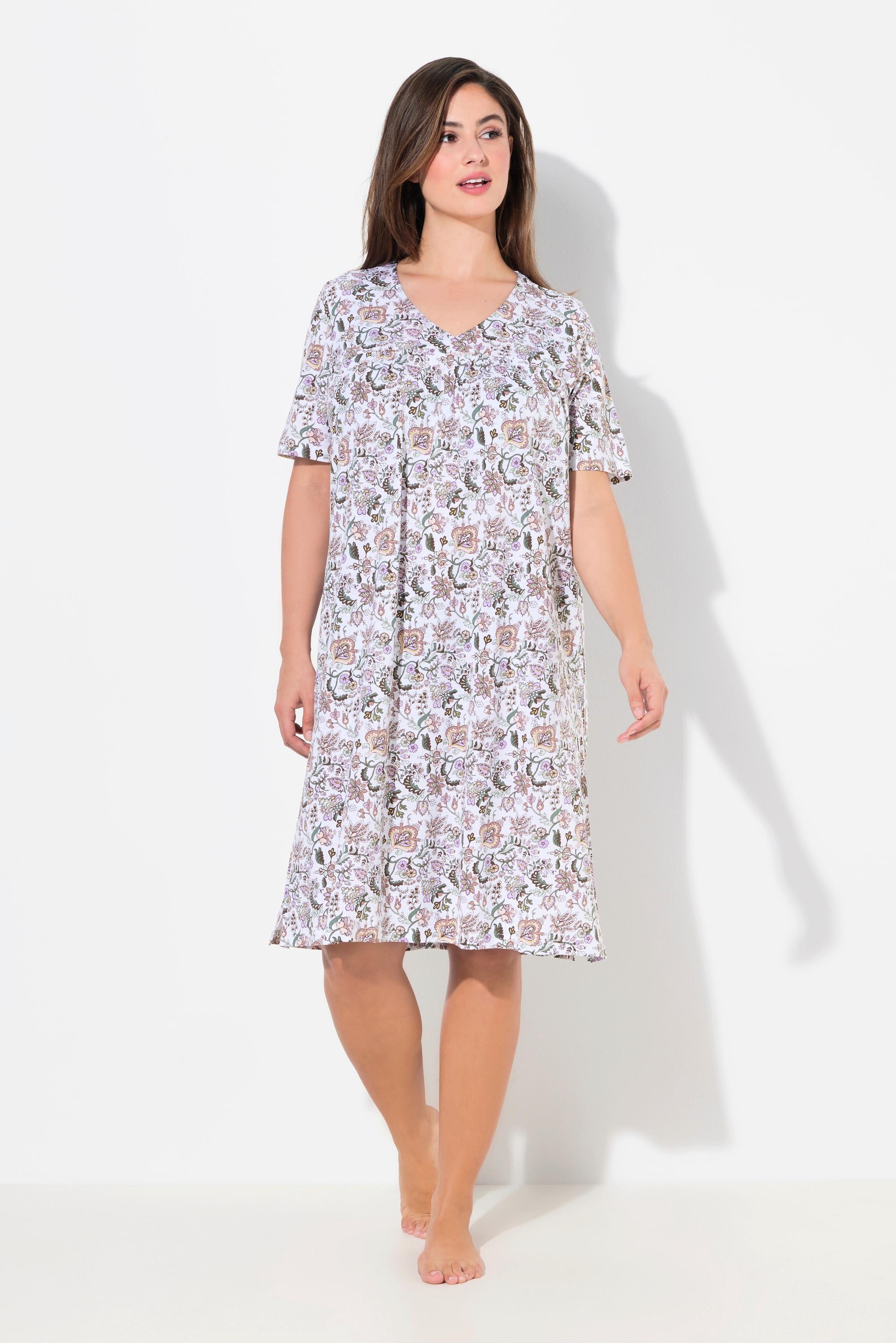 Ulla Popken Bigshirts Confezione da 2 Fiori Scollatura a V Mezza Manica  