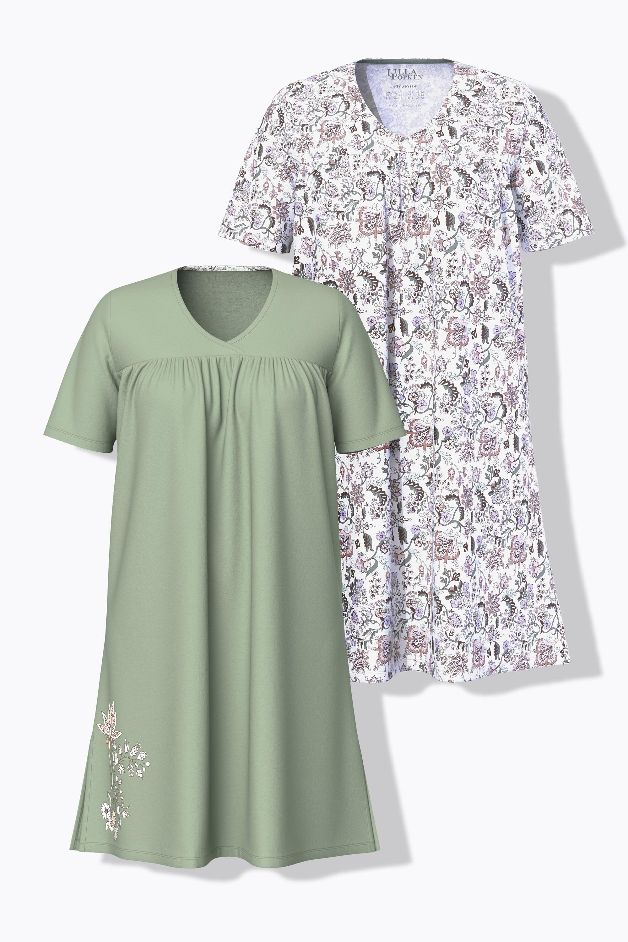 Ulla Popken Bigshirts Confezione da 2 Fiori Scollatura a V Mezza Manica  