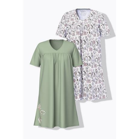 Ulla Popken Bigshirts Confezione da 2 Fiori Scollatura a V Mezza Manica  