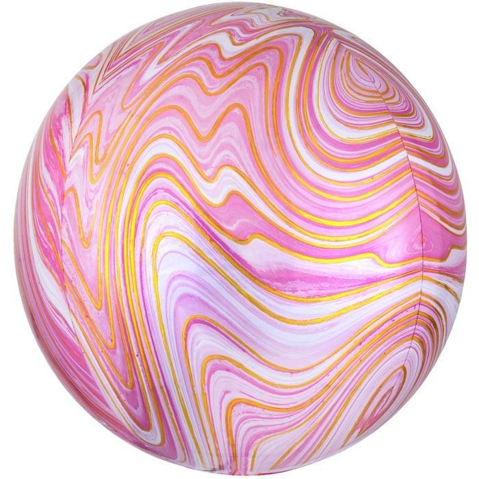 Image of Sphärischer Orbz Folienluftballon Marmoriert Pink