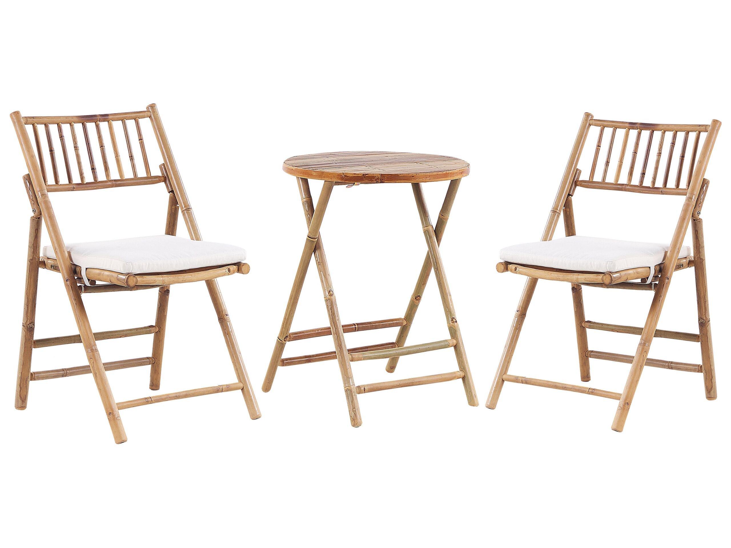 Image of Bistro Set aus Bambusholz Boho SAVELLETRI Bistro Set aus Bambusholz Boho SAVELLETRI