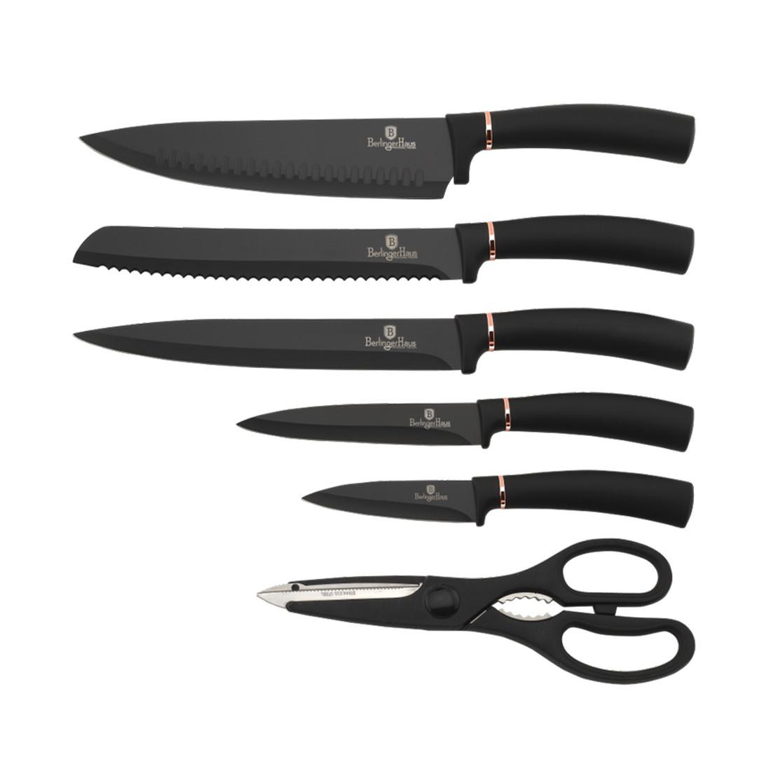 Berlinger Haus 7-teiliges Messerset mit Messerblock Black Rose Collection  