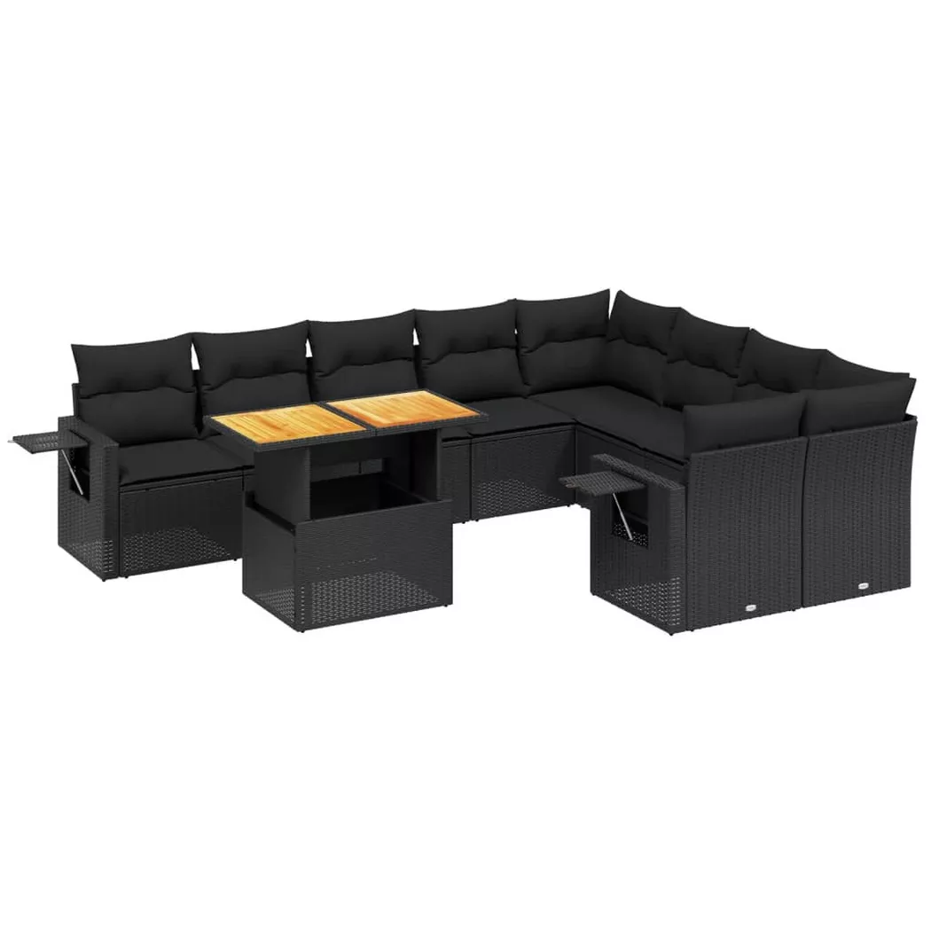 VidaXL - Garten sofagarnitur poly-rattan, One Size, Schwarz