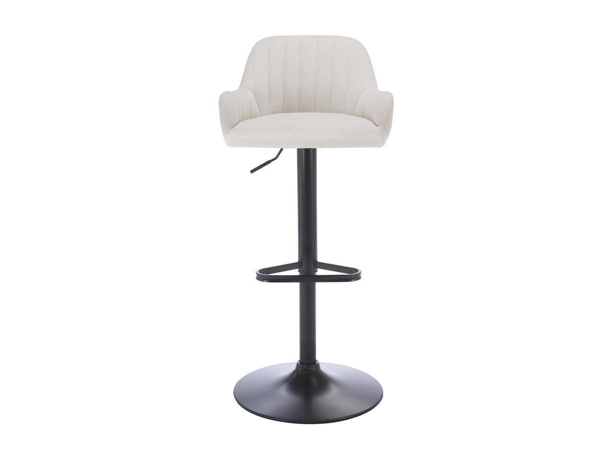 Vente-unique Tabouret de bar en tissu et métal noir - Hauteur réglable - Crème - ELEANA  