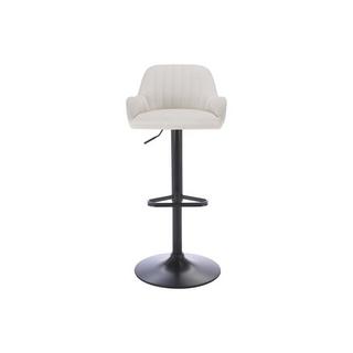 Vente-unique Tabouret de bar en tissu et métal noir - Hauteur réglable - Crème - ELEANA  