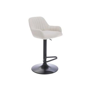 Vente-unique Tabouret de bar en tissu et métal noir - Hauteur réglable - Crème - ELEANA  