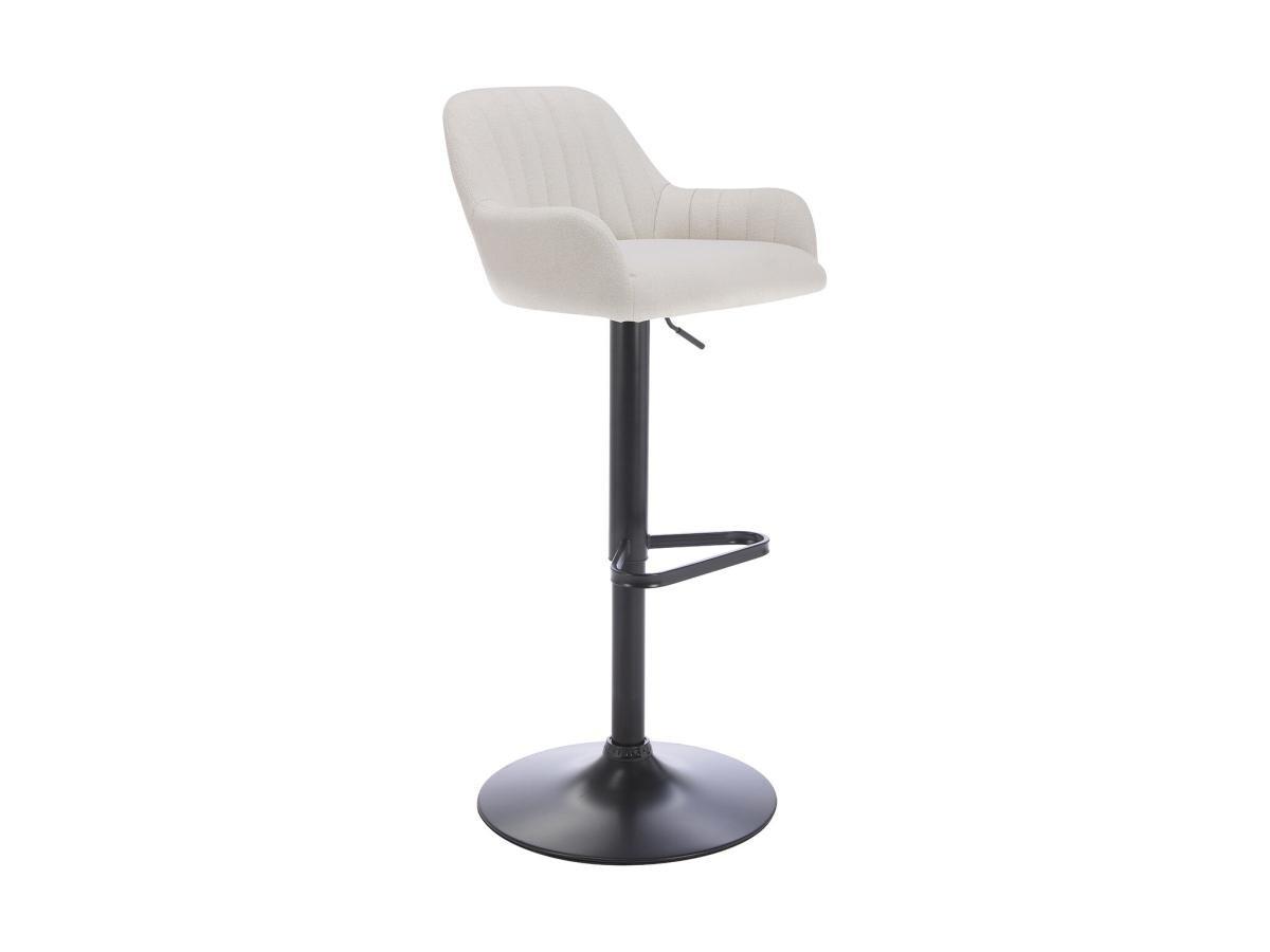 Vente-unique Tabouret de bar en tissu et métal noir - Hauteur réglable - Crème - ELEANA  