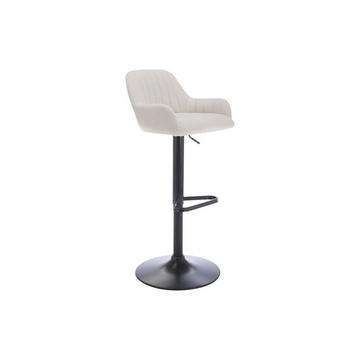 Tabouret de bar en tissu et métal noir - Hauteur réglable - Crème - ELEANA