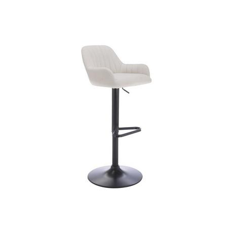 Vente-unique Tabouret de bar en tissu et métal noir - Hauteur réglable - Crème - ELEANA  