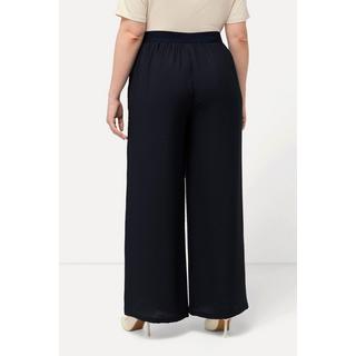 Ulla Popken  Pantaloni con taglio della gamba ampio, texture e cintura elastica 