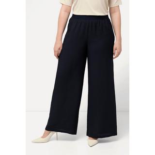 Ulla Popken  Pantaloni con taglio della gamba ampio, texture e cintura elastica 