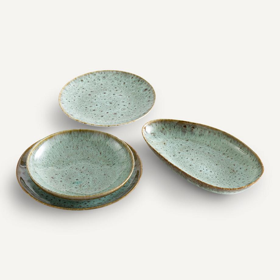 AM.PM Lot de 4 assiettes à dessert grès émaillé  