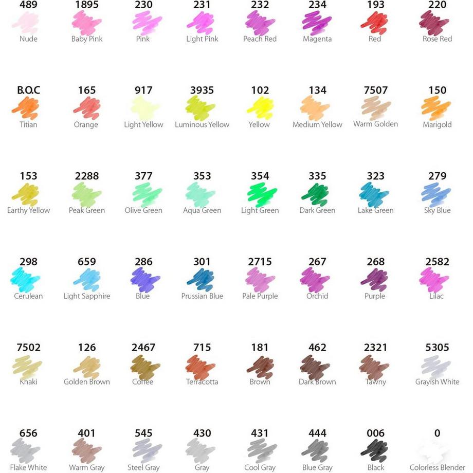 Ohuhu  Kunstmarker (alkoholbasis, doppelseitig), 48 Farben für Anfänger und Jugendliche 