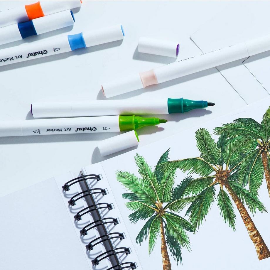 Ohuhu  Kunstmarker (alkoholbasis, doppelseitig), 48 Farben für Anfänger und Jugendliche 