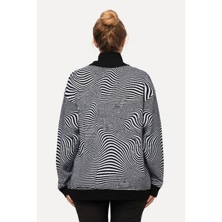 Ulla Popken  Pullover, Wellenmuster, Oversized, Stehkragen, Langarm 