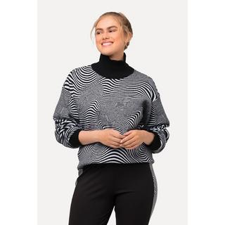 Ulla Popken  Maglione dal taglio oversize con onde, collo alto e maniche lunghe 