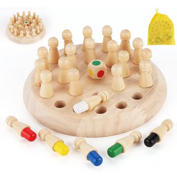 Holz-Memory-Schach, Memory-Match-Stick-Schach, Schachspiel Lernspielzeug, Memory-Schach, Holz-Memory-Schach für Kinder