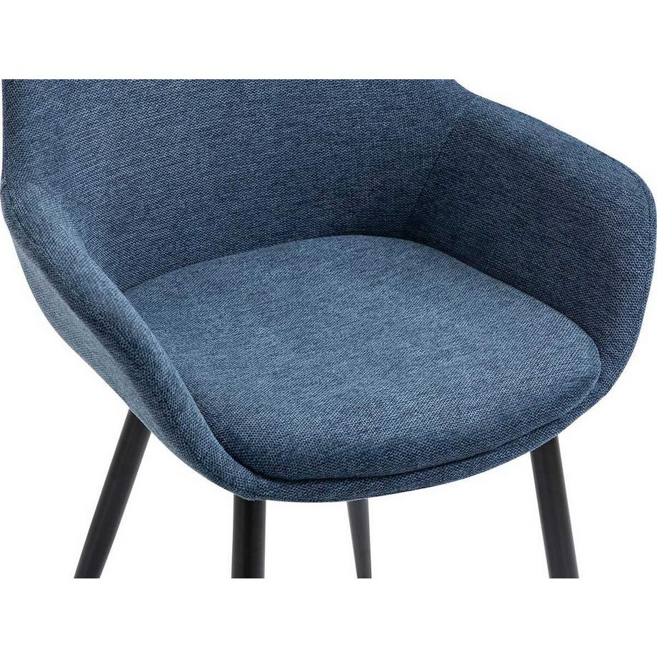 mutoni Chaise avec accoudoirs bleu foncé noir (lot de 2)  