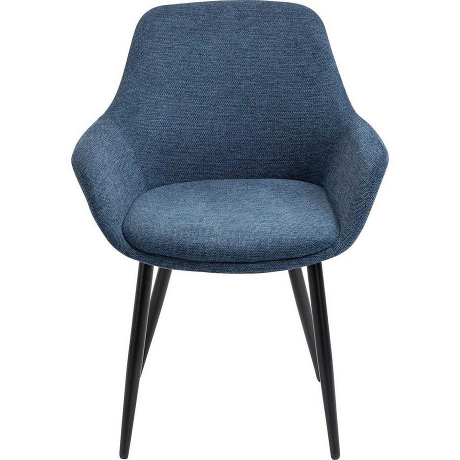 mutoni Chaise avec accoudoirs bleu foncé noir (lot de 2)  