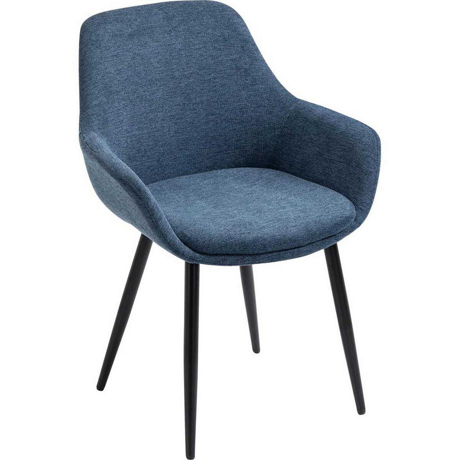 Chaise avec accoudoirs bleu foncé noir (lot de 2)