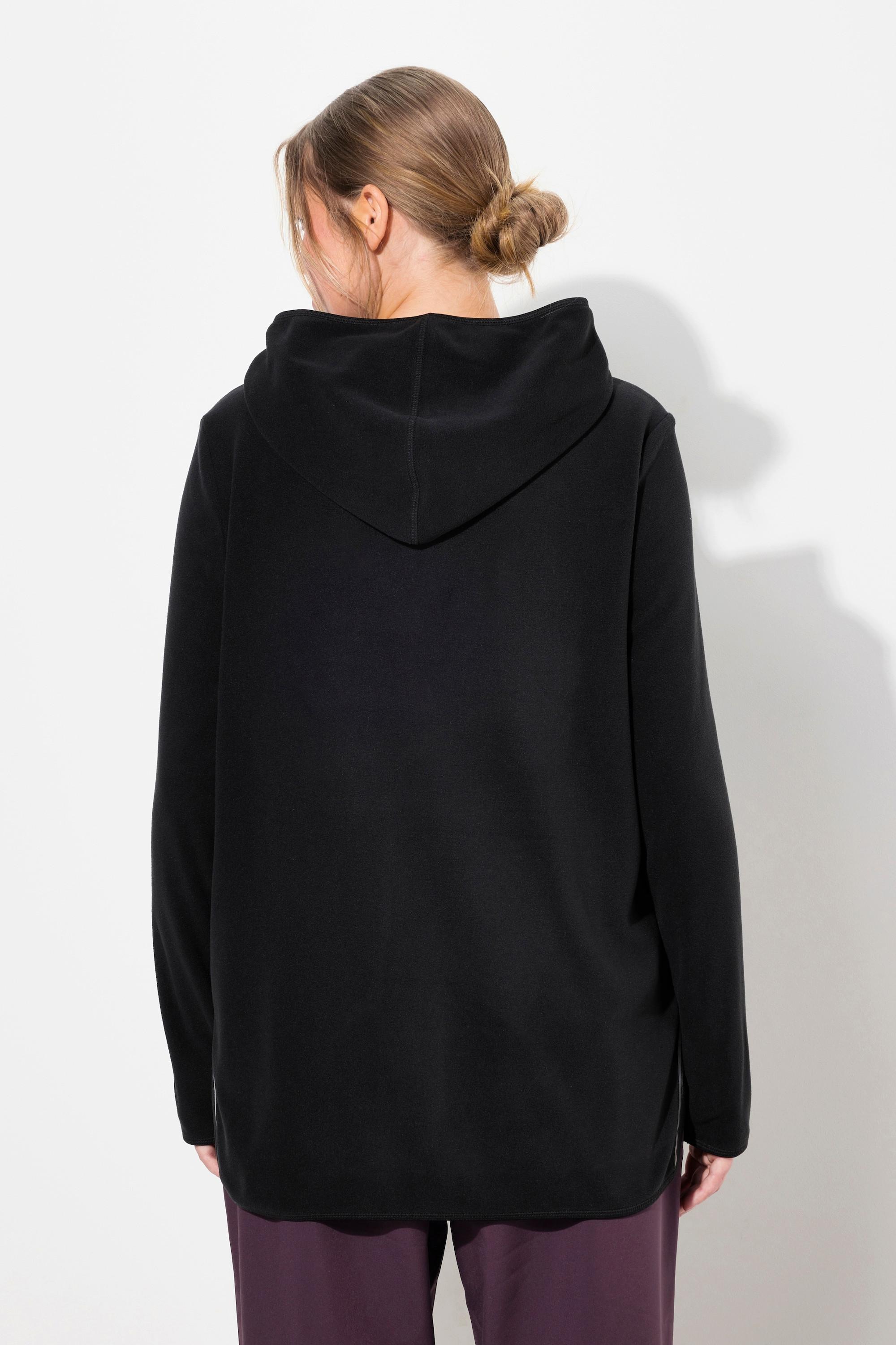 Ulla Popken Pullover Polo Pile Corto Oversize Cappuccio Maniche Lunghe Riciclato  