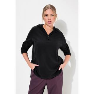 Ulla Popken Pullover Polo Pile Corto Oversize Cappuccio Maniche Lunghe Riciclato  