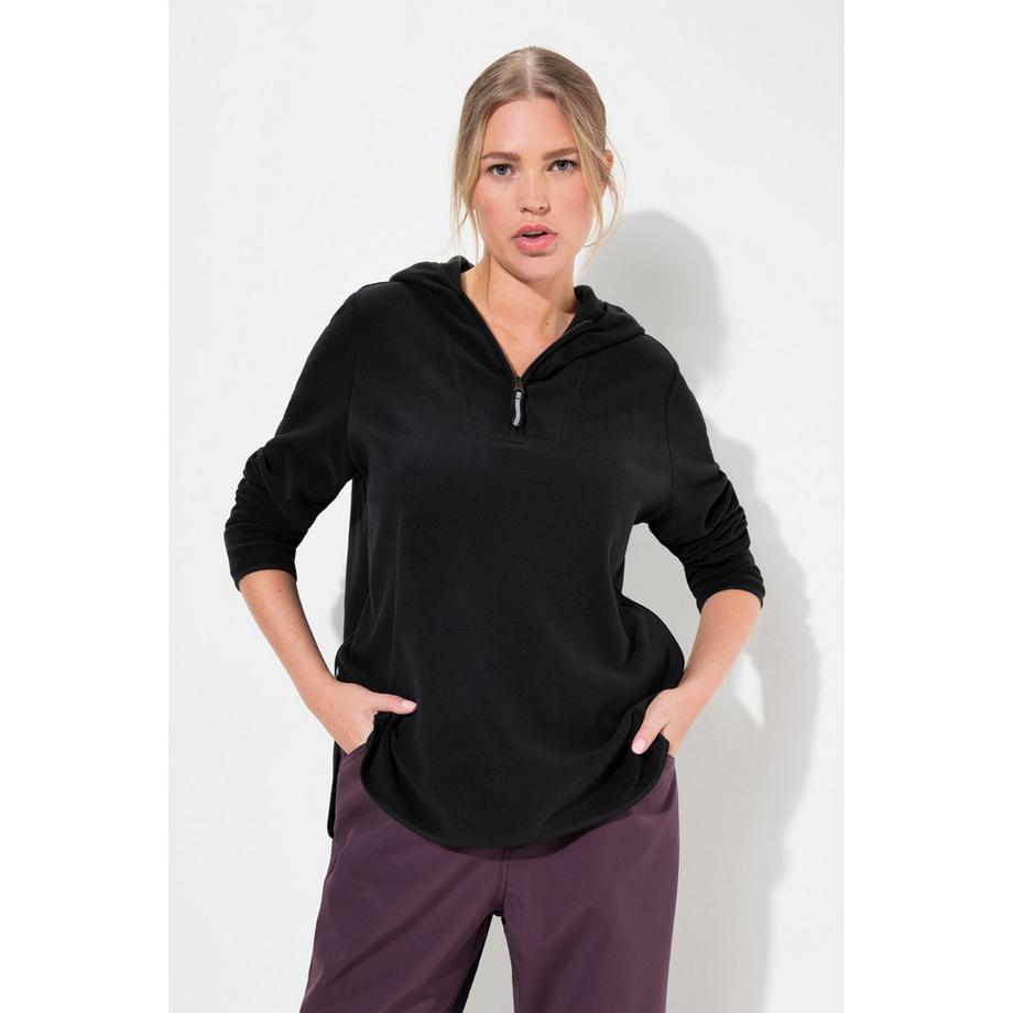 Ulla Popken Fleece Troyer Kurz Oversized Kapuze Langarm Recycelt  